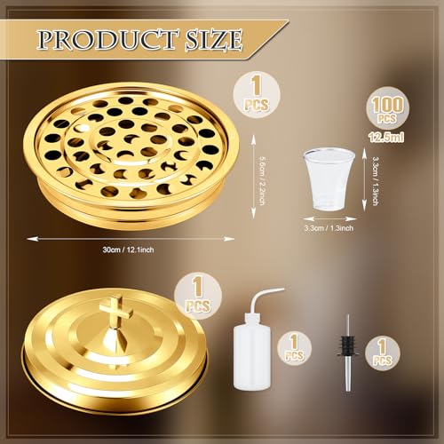 Zhehao 1 Set Communion Tray for Churches with Lid, Golden - color: Golden