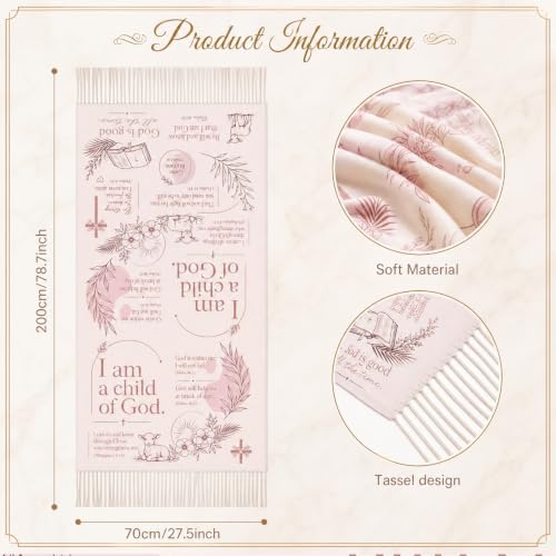 The Virgin Mary Bible Verse Shawls for Women, Catholic Christian Blanket Scarf Gifts or Mom Teacher Christmas - color: Pink Bible