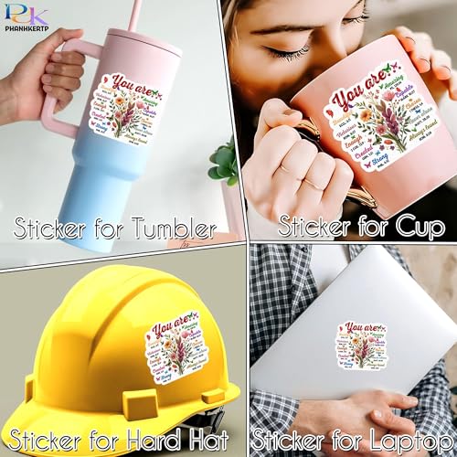 3 Pack Bible Verse Stickers You are Beautiful Amazing Strong Chosen Christian Waterproof Vinyl Decal for Water Bottles Laptop, Religious Floral Scripture Decals for Women Teens Kids - Faith Gifts 2" - size: 2 Inches