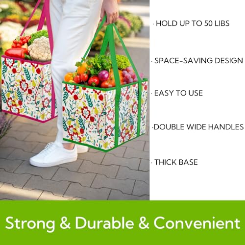 4 Pack Reusable Grocery Bags, Large Heavy-Duty Shopping Tote