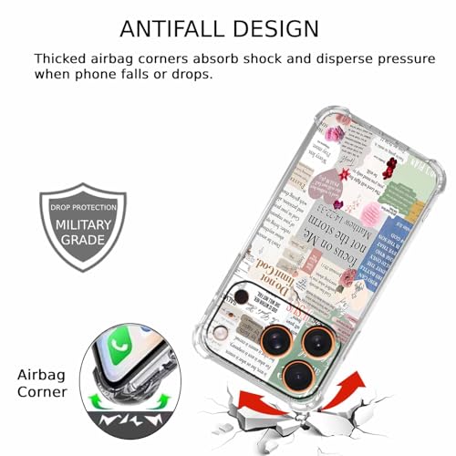 Christian Quotes Aesthetic Vintage Jesus Bible Verse Collage Pattern,Soft TPU Bumper Case for iPhone 17 Pro Max,#2 - color: Bible 2, size: iPhone 17 Pro Max