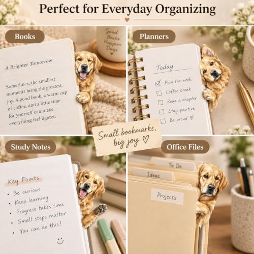 Golden Retriever Gifts for Women - Golden Retriever Magnetic Bookmarks 8PCS, Cute Dog Page Markers with Peek Design, Gifts for Dog Lovers Women, Book Accessories for Readers & Planners - style: Golden Retriever Gifts for Women