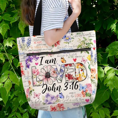 84hoods 15 inch Large Tote Bag for Work for Women. Christian Faith, Jesus God Religious Gift. Waterproof Shoulder Bag. - color: I Am Loved