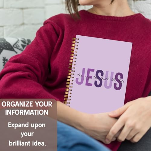 KAOWT Boho Christian Notebook Journal, Bible Notebooks for Note Taking, Christian Gifts for Women, Prayer Scripture Journal, Jesus the Way the Truth the Life Hardcover Spiral Notebook 5.5x8.3in Purple - color: notbook bible-jesus purple