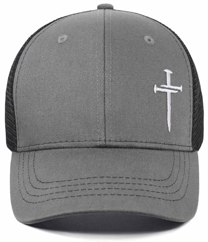 Christian Jesus Cross Hat - Faith Hats for Men Women - Religious Gifts for Thanksgiving Christmas - color: Cross/Grey Black