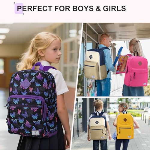 VX VONXURY Kids Backpack for School Travel,16.7 Inch Lightweight Bookbag - color: Butterfly