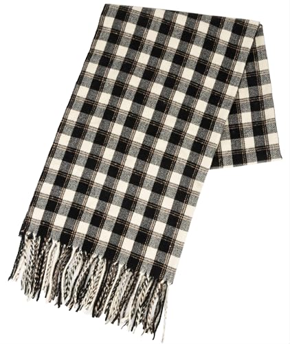 Fall Winter Plaid Scarf for Women Soft Tassel Scarves Oversized Shawl Wraps - color: Black Plaid