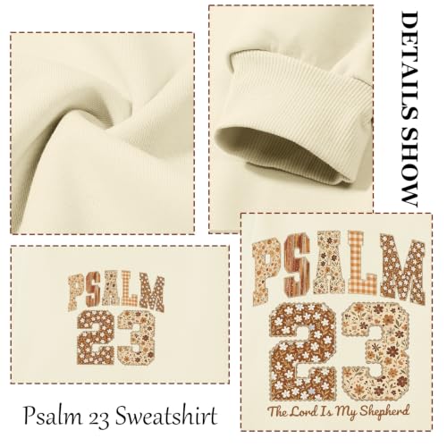 BeWithYou Christian Sweatshirts for Women Psalm 23 Sweatshirt Jesus Faith Long Sleeve Shirt Bible Verse Graphic Pullover Tops - color: Apricot, size: Small