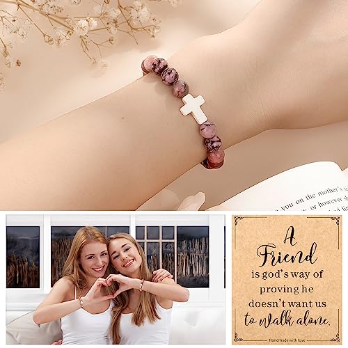 Christian Grandparents - Day Gifts for Women, Religious Cross Bracelet - color: Friend-Red