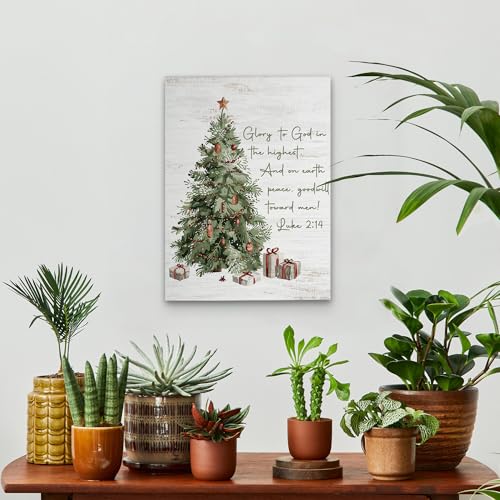 KSDUT Vintage Christmas Christian Scripture Canvas Wall Art Decor - Retro Winter Xmas Artwork Canvas Frame Hanging Prints, Religious Holiday Wall Decor for Home Farmhouse Decorations 11"x14" - color: Christmas-4