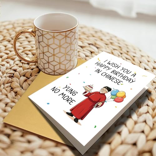 Funny Aging Humor Birthday Card, Hilarious 60th 70th 80th 90th Birthday Card Gift for Dad Mom Grandpa Grandma Uncle Auntie Family Friend, Yung No More Birthday Cards - color: #8