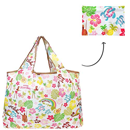 alldyrew Large Foldable Tote Nylon Reusable Grocery Bag, 3 Pack - color: Aloha, size: Set of 3