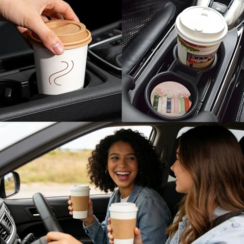 Ceramic Car Cup Coasters 2PCS - Book Flower - color: Book Flower