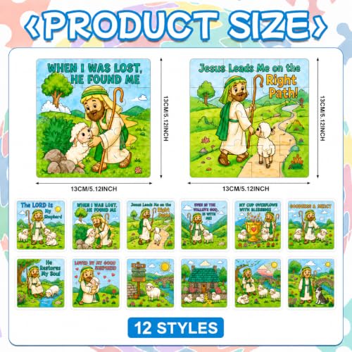 Cinrobiye 24 Pcs VBS 2026 Emerald Isle Coloring Puzzle Kit, Good Shepherd Christian Puzzle Crafts Inspired by Psalm 23 for Vacation Bible School, Sunday School, Church Activities and Group Events - color: Emerald Isle