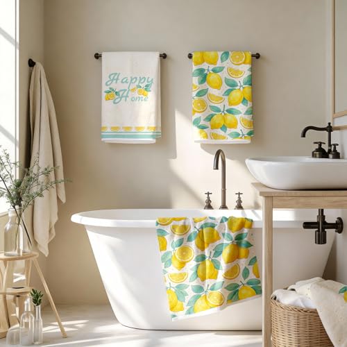 4Pcs Lemon Kitchen Towels,16x24in Microfiber Super Absorbent Dish Towels - color: Yellow Lemon