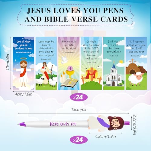 48 Pcs Jesus Pens Bulk Christian Gift for Kid Sunday School Prize - style: Retro Style