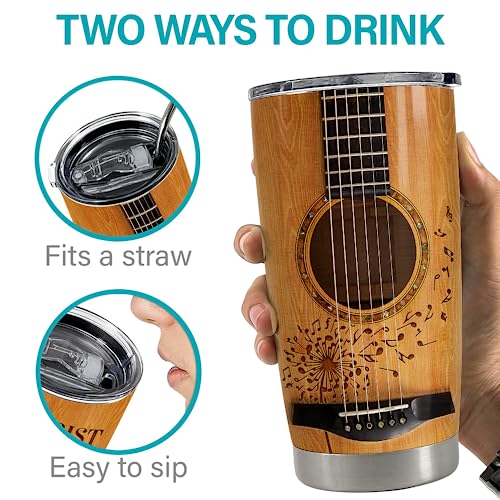 SANDJEST Guitar Tumbler Cup 20oz Insulated Stainless Steel Tumblers Coffee Travel Mug Gift for Musician Players Guitar Lovers - color: Guitar
