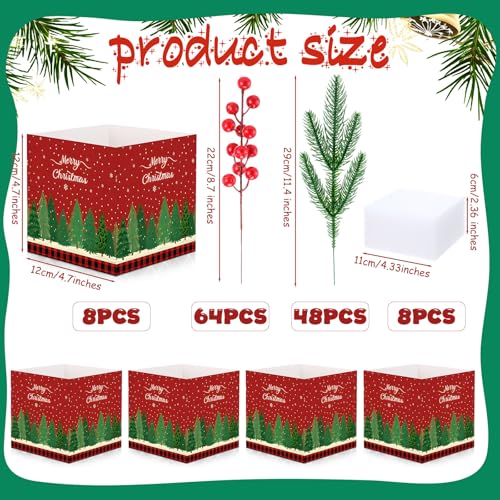 Zeyune 4 Set Christmas Centerpiece for Table Bulk, 4.7 Inch Xmas Centerpiece Decoration Ideal with Artificial Pine Branches and Red Berries Stems for Xmas Party Indoor Home Decor(Christmas Tree) - style: Stylish