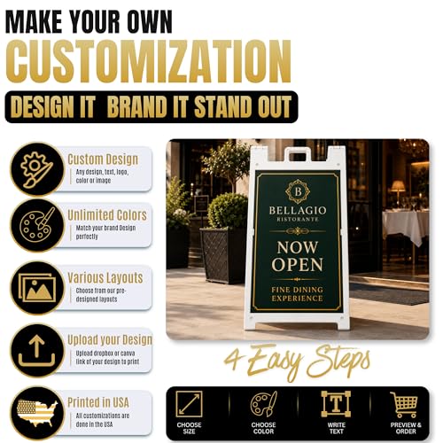 Plastic Sign HolderA-Frame Sidewalk Curb Std by BCB 24x36 | Printed in USA - color: A-Frame Inserts with Plastic Stand