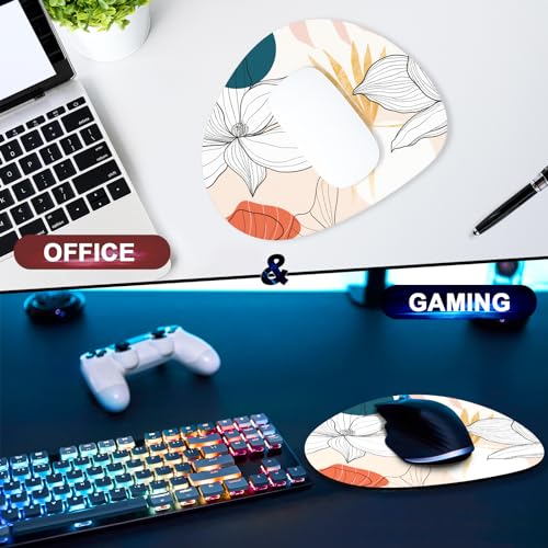 Mouse Pad, Premium-Textured Oval Computer Pad, 8.7" x 7.1" Thick 3 mm Anti-Slip Waterproof Rubber Cute Mouse Mat for Office, Home, Gaming, Laptop, PC, Lotus - color: Lotus