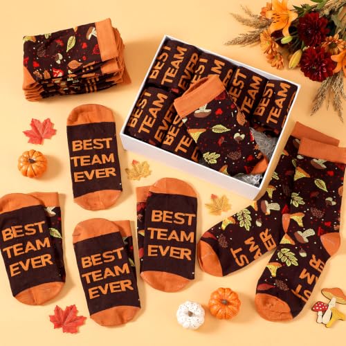 Glitopper 12 Pairs Best Team Ever Gift Socks Bulk - color: Autumn Gold, style: Team