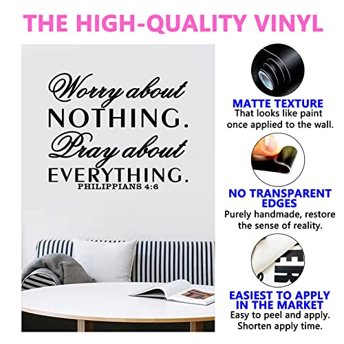 Inspirational Wall Decals, Prayer Wall Stickers, Quotes Kitchen Bathroom Bedroom Living Room Motivational Bible Verse Home Vinyl Art Wall Decor, Worry About Nothing Pray About Everything 30"X25" - color: Pray About Everything, size: X-Large