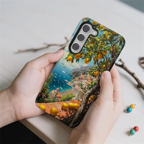 Compatible with Samsung Galaxy S23 Plus Full Body Matte Case Hard Shell Shockproof Screen Lens Protection for Girl Boy Cute Pattern Italian Coast Amalfi Lemon Mediterranean Sea - color: Italian Coast Amalfi Lemon Mediterranean Sea, size: Samsung Galaxy S2