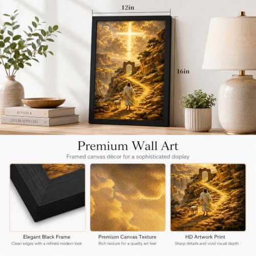Framed Christian Canvas Wall Art 12x16 For Living Room Bedroom - color: Religion - 2, size: 12"L x 16"W