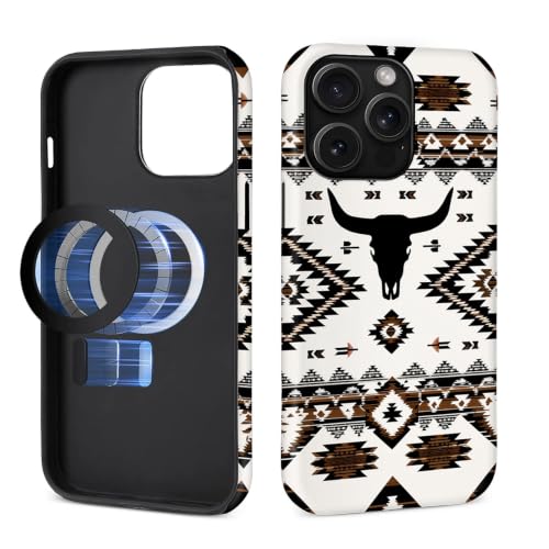 for iPhone 14 Pro Compatible with Magsafe Full Body Case Screen Lens Protection Magnetic Ring for Girl Boy Cute Pattern Western Boho Aztec American Cowboy - color: Western Boho Aztec American Cowboy, size: iPhone 14 Pro