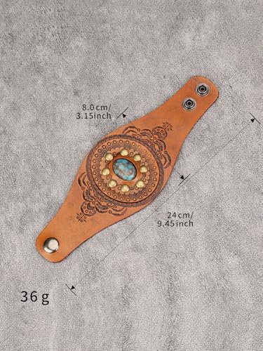 GelConnie Punk Leather Cuff Bracelet Adjustable Straps Wrap Bracelets Arm Armor Cuff Gothic Leather Wristbands for Men, Women - color: MLPB106-Brown