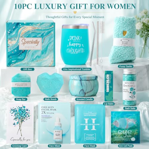 Luxury Spa Gift Basket -10 Pcs Relaxation Set for Women - color: Mint Green