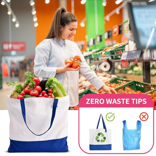 6-Pack Canvas Tote Bags with Zipper, Large Grocery Tote, Multicolour - color: Multicolour/White