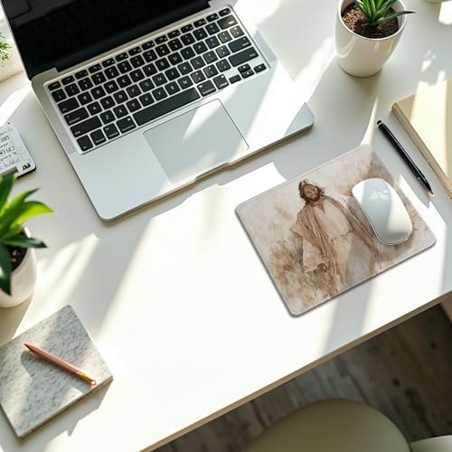 Christian Jesus Mouse Pad, Jesus Walking Through Meadow Inspirational Religious Mouse Pads Mousepad for Home Office Dorm Computers Laptop Supplies Desk Accessories, 9.5x7.9 Inch - color: 28Child, size: 9.5L x 7.9W inches