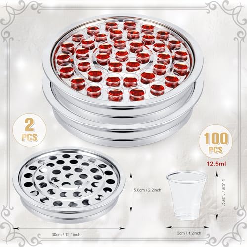 Zhehao 2 Pcs Communion Trays & Disposable Chalices Church Supplies, Silver - color: Silver