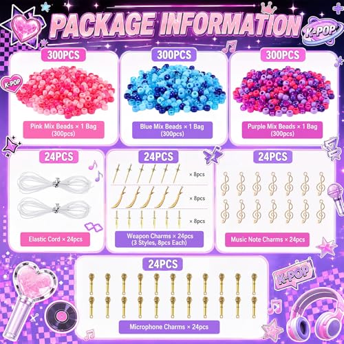 Soulchen 996 Pcs/24 Sets Kpop Party Favors Friendship Beads Bracelets Craft - style: Kpop