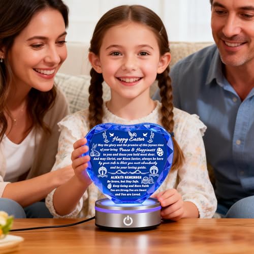 Qianwei Easter Gifts for Girls Women - Catholic Crystal Gifts for Women Girls - Confirmation First Communion Baptism Religious Christian Engraved Gift - color: Easter Gifts-heart