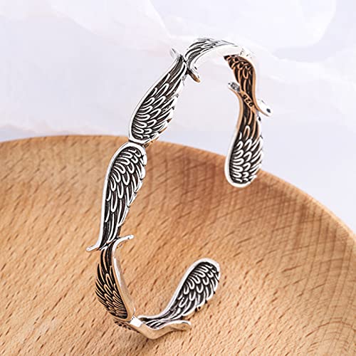 Pingyongchang Angel Wings Vintage Style Bracelet for Women Men Gifts Layering Angel Wings Bracelet Inspirational Guardian Adjustable Angel Bangle Bracelets Jewelry Gifts