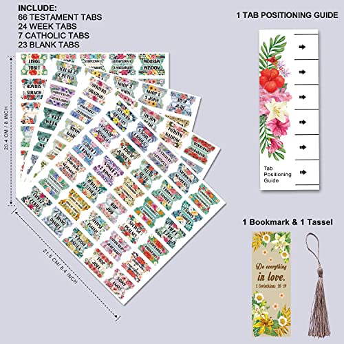 Bible Index Tabs New & Old Testament Tabs Matte Laminated Floral Design - 122 Pcs (Floral) - color: Colour