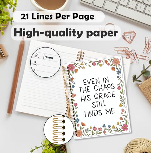 BNHJKFQZ Christian Floral Spiral Journal Notebook for Women, Even in the Chaos His Grace Still Finds Me Bible Verse Hardcover Notebook for Work Note Taking, Prayer Religious Journals for Writing - color: Bible-Christian flowers