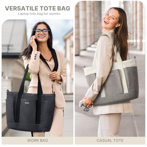 G4Free Large Canvas Tote Bag for Women with Zipper Fit 15.6" Laptop, Everything Tote Bags with Pockets for Work, Travel - color: Black