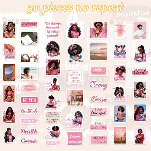 Pink Black Girl Vision Board Stickers, Affirmation Decals for Women - color: Black Girl Pink 01