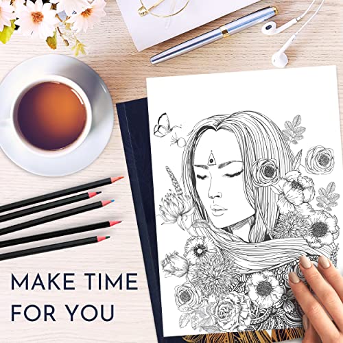 Adult Coloring Book for Women, Relaxation & Stress Relief Self-Care Prompts - color: Unwind Yourself - Relaxation