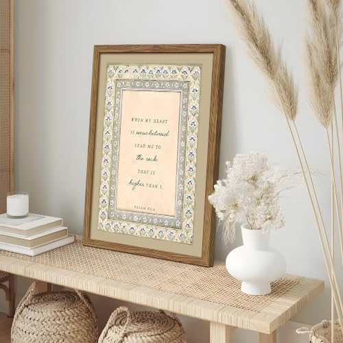 Framed Bible Verse Wall Art, Christian Psalm 61:2 Scripture Canvas Wall Decor Painting, Vintage Inspirational Religious Floral Artwork Print Picture for Bedroom Living Room Prayer Room 16x24 Inch - color: Bible Verse, size: 24"L x 16"W