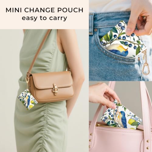 Bird Keychain Coin Purse for Women, Small Change Pouch Key Chain - color: Hummingbird