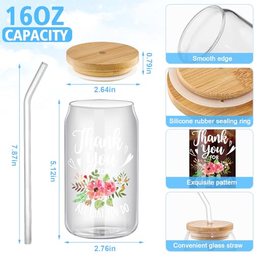 Sumind 6 Set Christian Bible Verse Glass Cups 16 oz with Lid and Straw