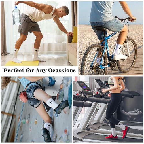 Christian Cross Socks for Men Women Jesus Prayer Sock, 6/9 Pairs - color: White