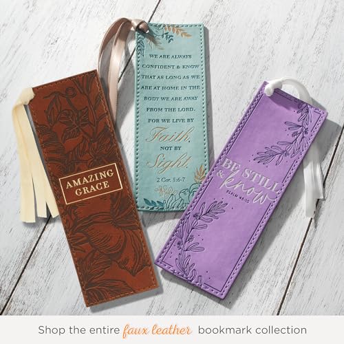 Christian Art Gifts Premium Faux Leather Bookmark for Women: Amazing Grace