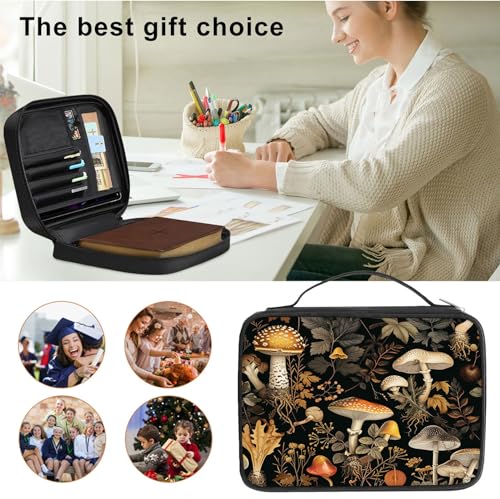 Bible Cover for Women Kids, Bible Carrying Case Church Bag Bible Protective with Zippered Back Pocket, Gift for Adults Lady Women Men, Mushrooms - color: Mushrooms