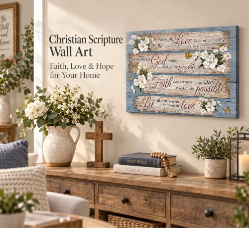 SXHANJXT Inspirational Bible Verse Canvas Wall Art - color: Bible Flower-Canvas, size: 24"L x 16"W