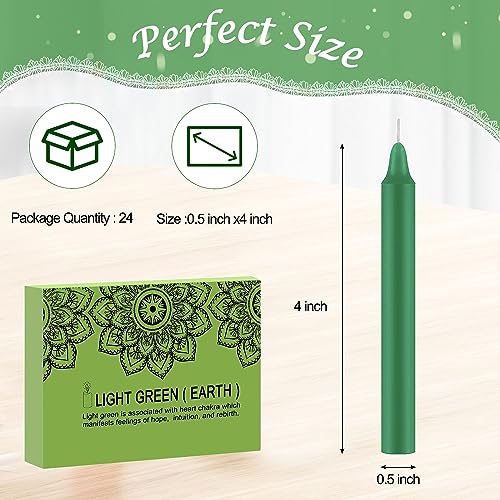 Tobeape 24 Pack Green Spell Chime Candles, 4" Unscented Mini Taper Candles - color: Green, size: 4 inch Taper Candle-24pcs